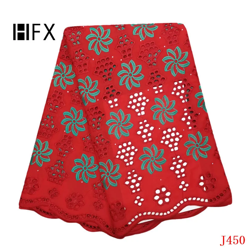 

HFX Swiss Voile Lace in Switzerland 5 Yards Red High Quality Nigeria Embroidered Cotton African Lace Fabric for Women L450