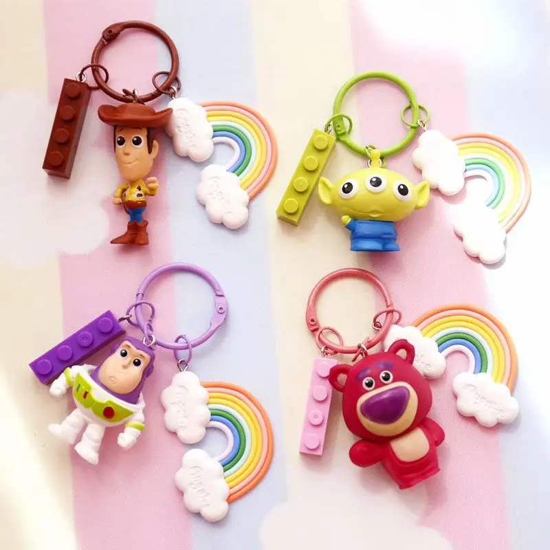 

Woody Buzz Lightyear Alien Lotso Toy Story Keychain Building Block Key Ring Pendant Bag Backpack Accessories For Girls gift