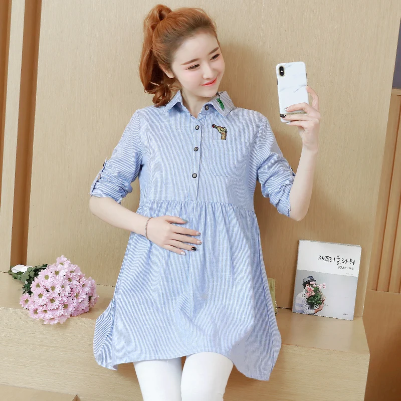 Preppy Style Maternity Blouse Pregnancy Clothing Autumn Pregnancy