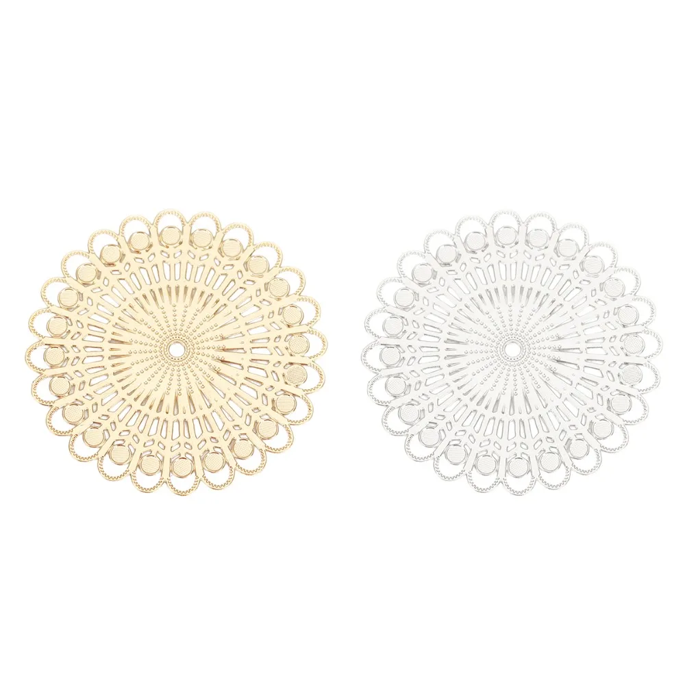 DoreenBeads Fashion Iron Based Alloy Filigree Stamping Connectors Flower Silver Color Gold DIY Charms 32mm Dia 10 PCs | Украшения и