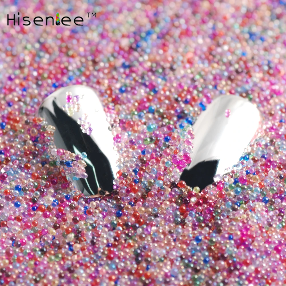 

10 Gram 24 Colors AB Mini Fashion Nail Art Micro Caviar Glass Beads Pearl Crystal Pixie Decorations Tips UV Gel 3D Nail Tools