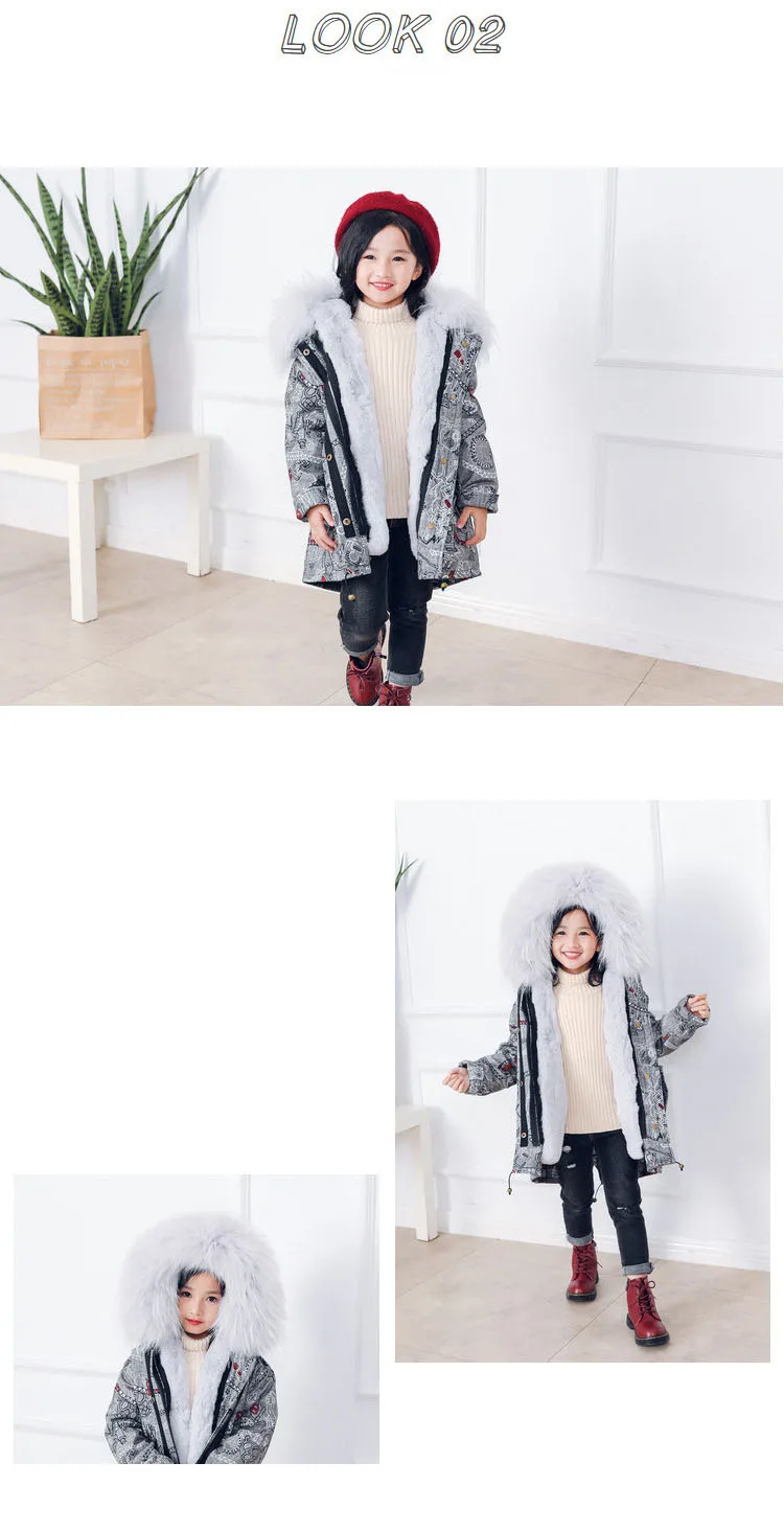 Новинка года; Длинная хлопковая одежда для девочек с воротником «Соболь»; теплое пальто для мальчиков; детская одежда; зимняя одежда