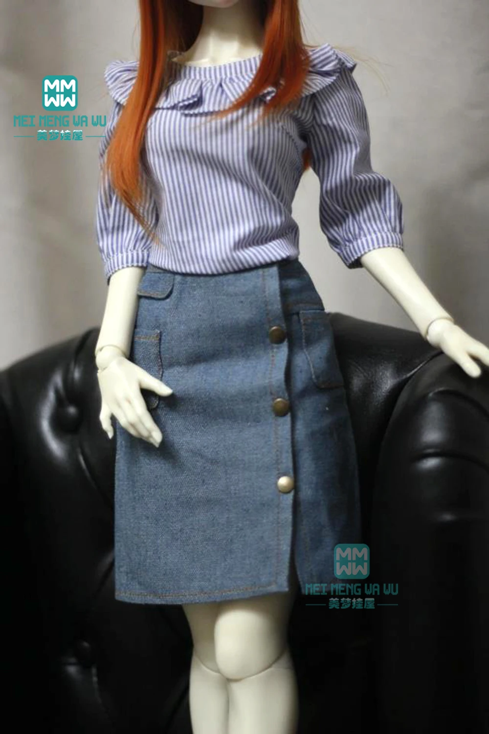 Clothes for dolls fashion Ruffled small shirt, bag hip skirt dress for girls 60cm 1/3 bjd accessories