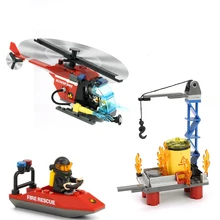 GUDI Sea Rescue City Fire Series Action Model Assemblage Building Blocks Kits Classic Educational Toys Gifts For Children