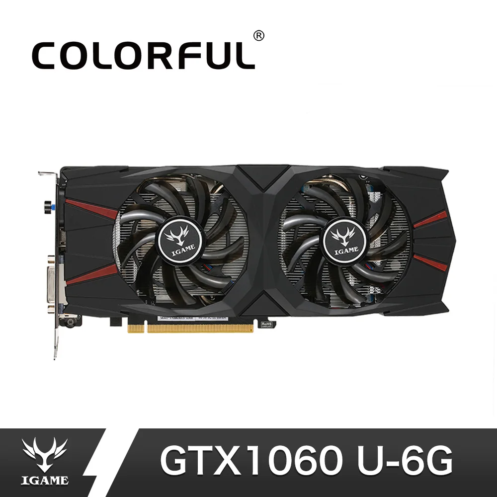 Красочная игровая GTX1060 U 6G видеокарта 1556 1771 МГц/8008MHz1060 GDDR5 PCI E 3 * DP + HDMI DVI