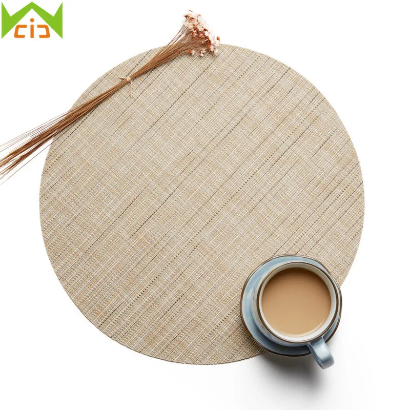 WCIC PVC Table Mats for Dining Table Round Drink Coasters Kitchen Table Mat Decorative Place Mat Bowl Pads Insulation Placemats