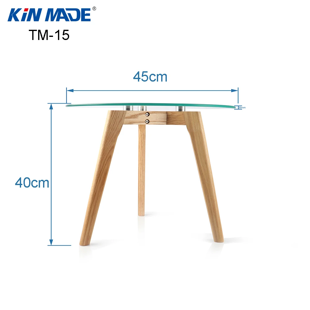 Kinmade треугольник закаленное стекло топ журнальный столик твердый деревянный дубовый ножки конец Настольный набор для чая стол мебель для гостиной - Цвет: 45x45x40cm