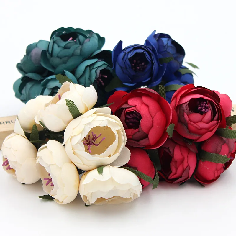 

6pcs/lot 4.5cm artificial flowers simulation flowers small silk cloth roses tea bags diy handmade wedding ball decoration materi