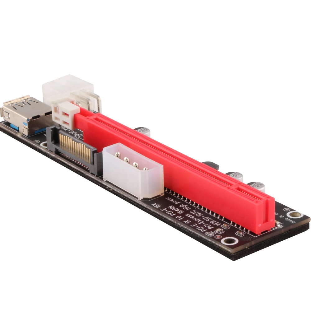 Ubit VER103C 3в1 светодиодный Riser power PCI-E Riser Card 4pin 6pin Sata 15PIN PCI Express 1X to 16X удлинитель для Bitcoin Miner