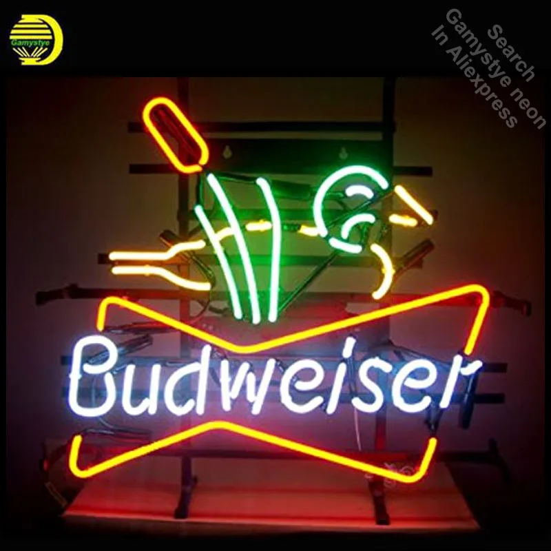 Неоновая вывеска для Budweise Duck Hunti неоновый сигнал лампы пивной паба декоративный неоновый рекламный знак освещение для магазина освещенные знаки