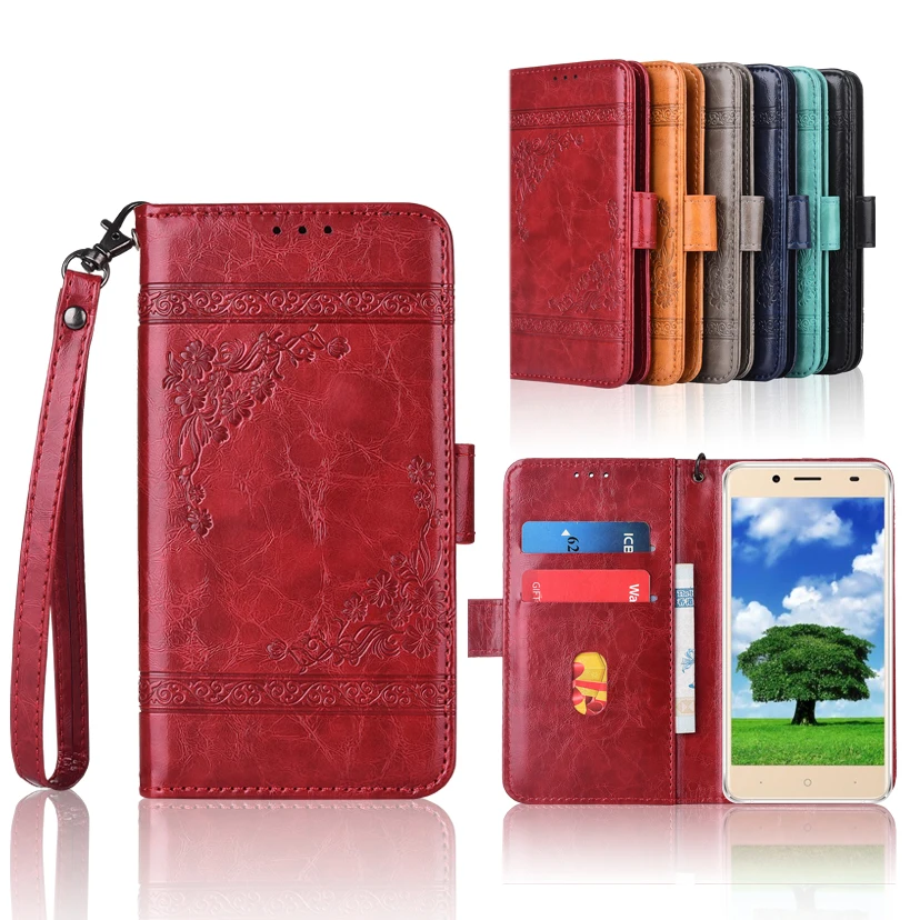 

Newest Wallet case for Ark Wizard 1 Flip case with Strap,100% special PU leather embossing flower book cover case