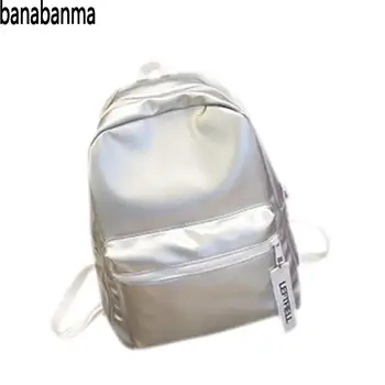 

Banabanma Women Backpack Glossy Backpack Teenage Girls PU Leather Waterproof Bag Students School Rucksack Bags for Women ZK50
