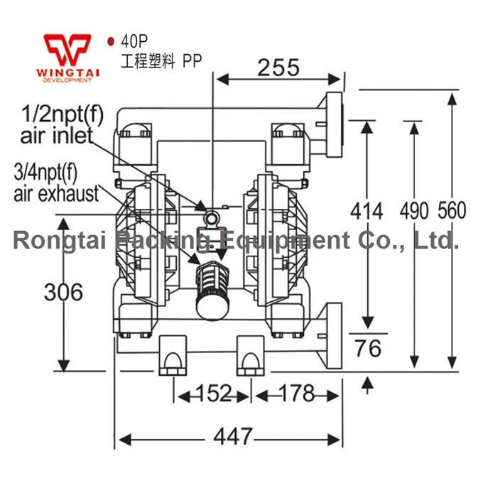 1/2 дюймов 379L/мин двухдиафрагменный насос BML-40P пневмонасос