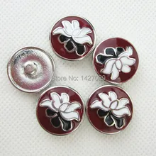Дизайн с эмалированными цветами 18 мм Металлические Кнопки Браслет Fit кнопки ювелирные изделия