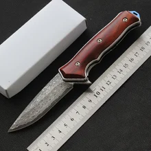 MK дамасский стальной карманный складной нож 60hrc, с деревянной ручкой, походный охотничий нож тактический складной нож выживания, EDC инструменты