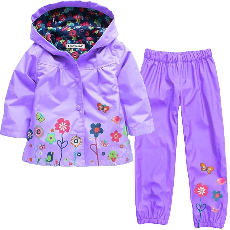 Набор одежды для маленьких девочек осень-зима детская одежда для девочек комплекты плащ куртки+ брюки спортивный костюм для девочек Детская Костюмы