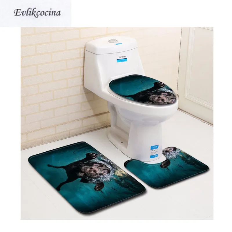 Free Shipping 3pcs Dog Series Banyo Bathroom Carpet Toilet U Type Bath Mat Set Non Slip Tapis Salle De Bain Alfombra Bano | Дом и сад