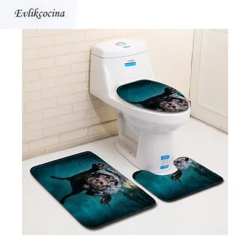 

Free Shipping 3pcs Dog Series Banyo Bathroom Carpet Toilet U Type Bath Mat Set Non Slip Tapis Salle De Bain Alfombra Bano