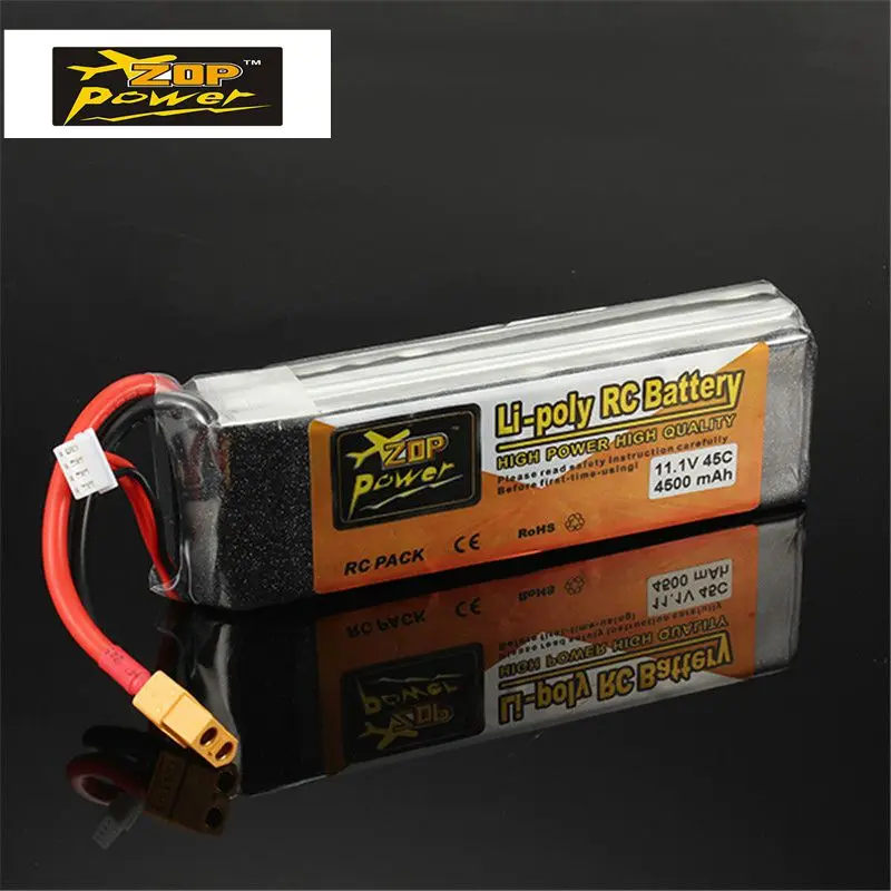 

High Power High Quality Rechargeable ZOP Power 11.1V 4500mAh 3S 45C Lipo Battery XT60 Plug