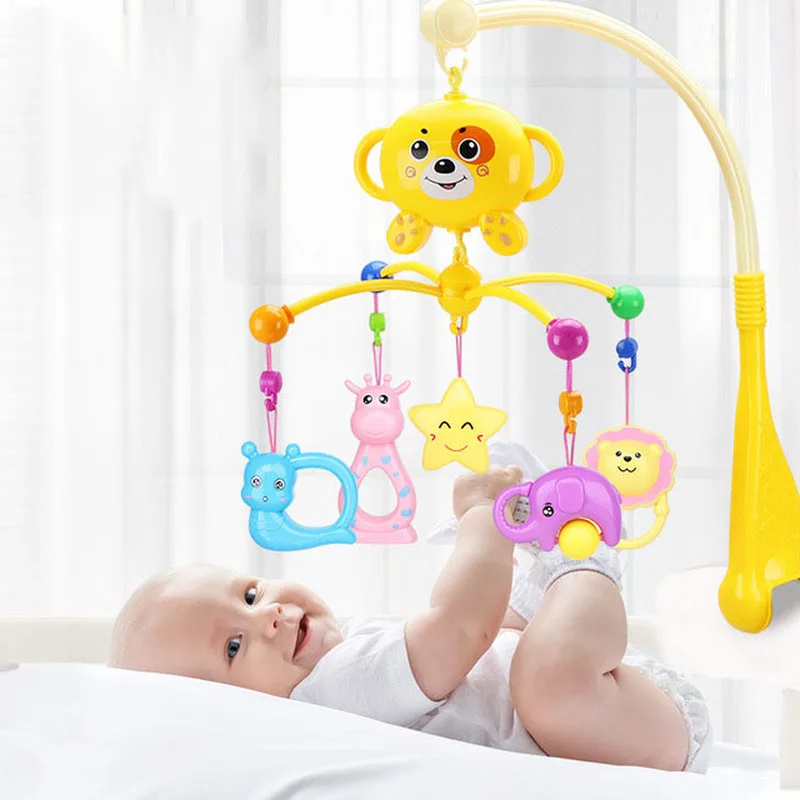 Красивые игрушки для новорожденных От 0 до 1 года колокольчики детские 3-6-12 месяцев музыка вращающиеся прикроватные колокольчики