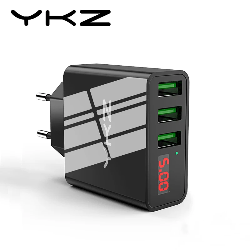 LED Display 3 USB Charger, Universal Mobile Phone Charger Fast Charging