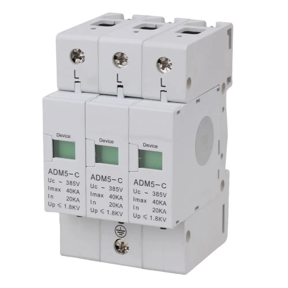 

Gray AC 420V 40KA 3P Standard 35mm DIN Rail Surge Protection Device SPD Lightning Arrester