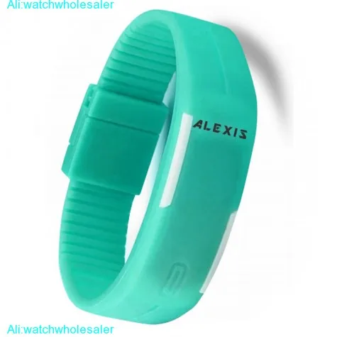 DW447H Light Blue Watchcase LED Silicone Light Blue Band Men Women Digital Watch