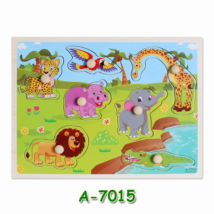Новые детские Ранние развивающие игрушки, детские деревянные головоломки, детские деревянные головоломки, животные и цифры, Обучающие игрушки - Цвет: A7015
