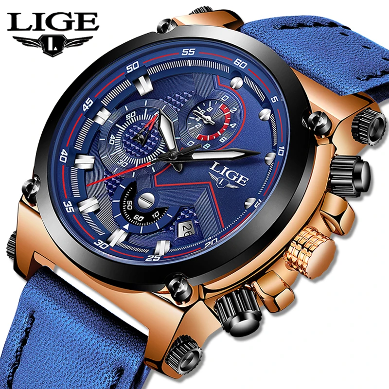 Preise LIGE Uhr Luxus Marke Männer Analog Leder Sport Uhren männer Armee Militär Uhr Männliche Datum Quarz Uhr Relogio Masculino 2019