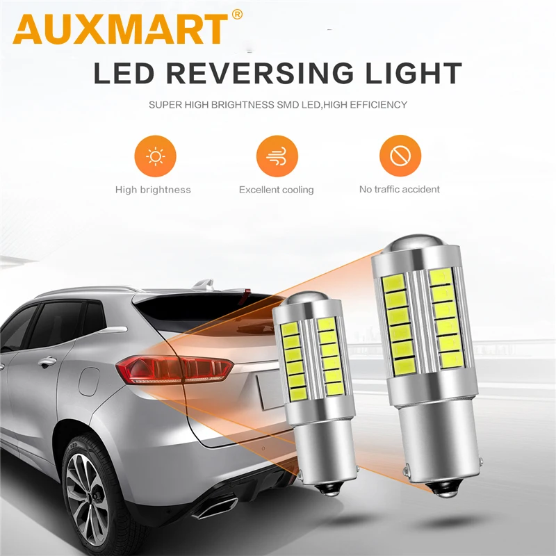 

Auxmart Signal Lamp BA15S 1156 LED Canbus 1156 P21W Car Light 33W fit License Plate Clearance Brake Reverse Lights LED Bulbs