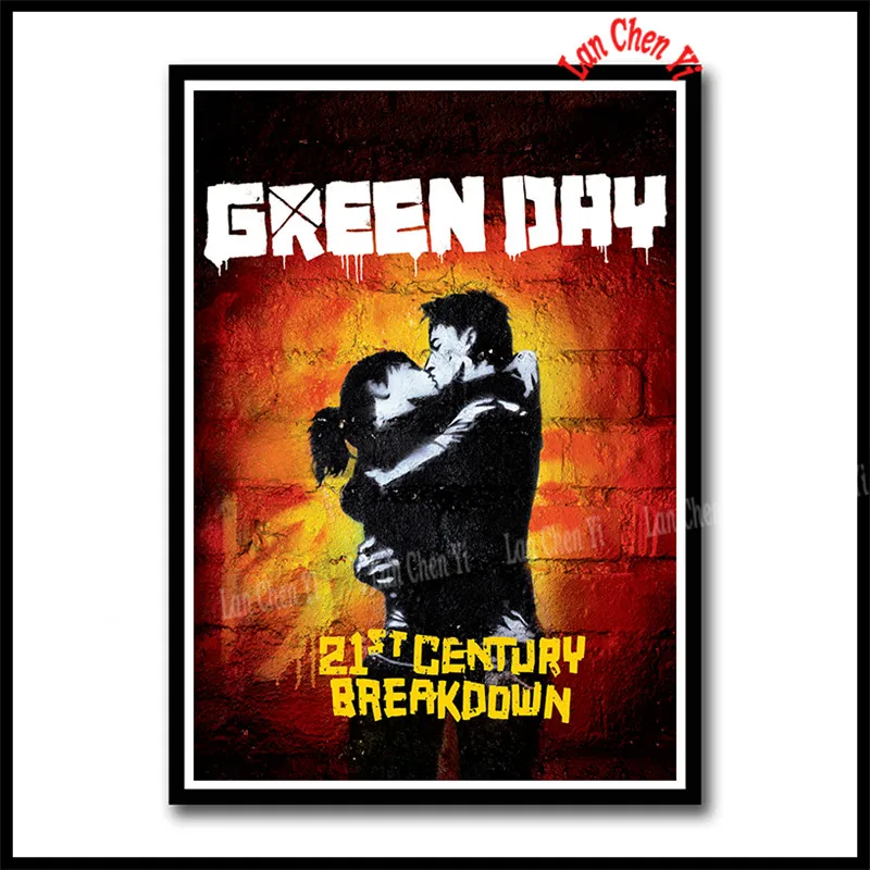 Зеленый День полоса белая мелованная бумага плакаты панк-рок музыка звезда Плакат для кафе бар декоративный настенный плакат