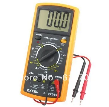 DT9208A желтый черный AC/DC ЖК дисплей 8 функций цифровой мультиметр тестер прибор для