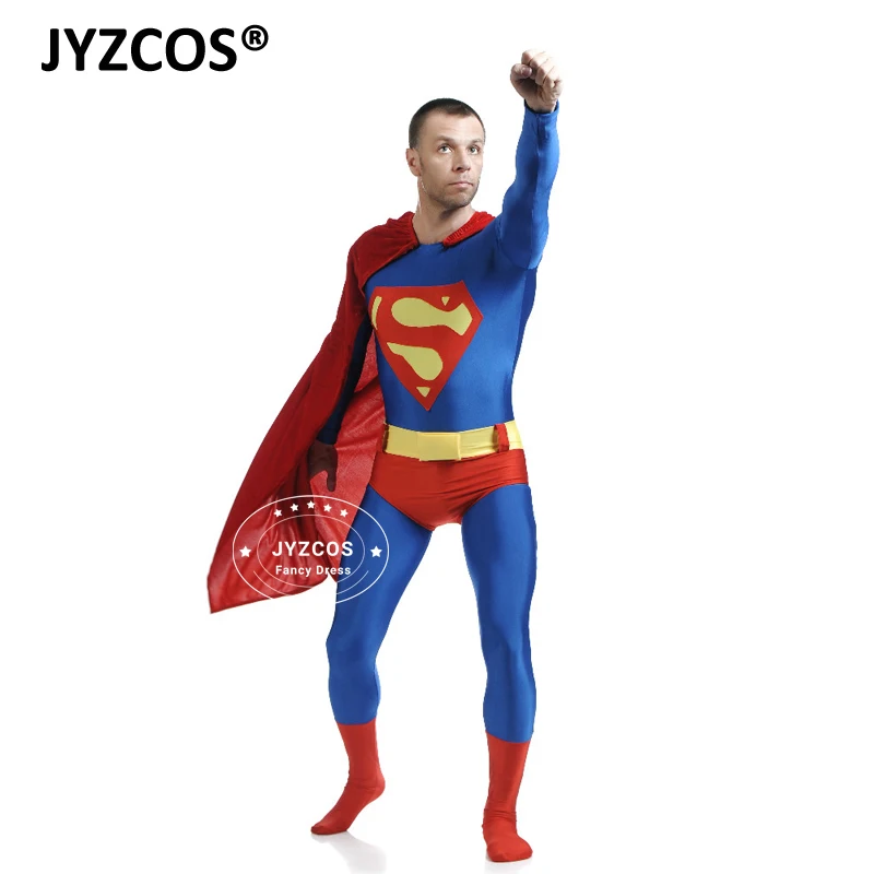 JYZCOS Adult Superman Costume Movie Superhero Cosplay Costume Spandex Lycra Zentai Suit Halloween Carnival Costumes for Men JYZCOS Adult Superman Costume Movie Superhero Cosplay Costume Spandex Lycra Zentai Suit Halloween Carnival Costumes for Men