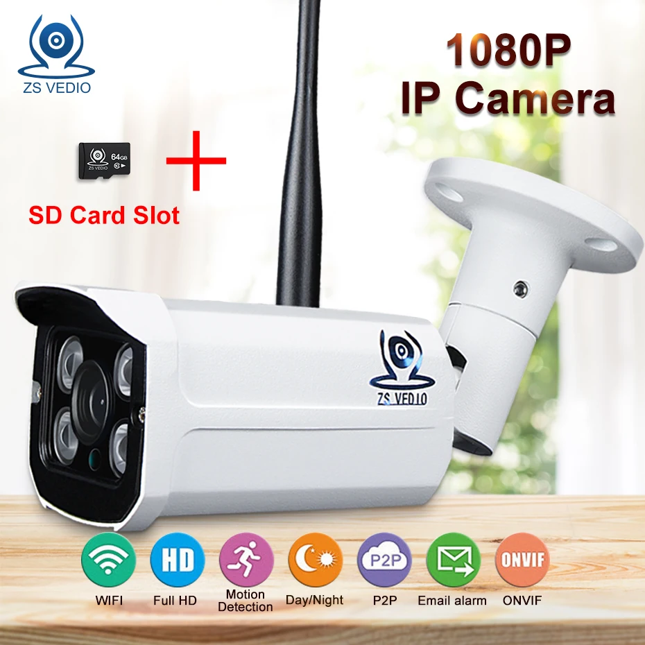 ZSVEDIO Surveillance Cameras ip camera wifi outdoor Waterproof font b wireless b font sd card motion