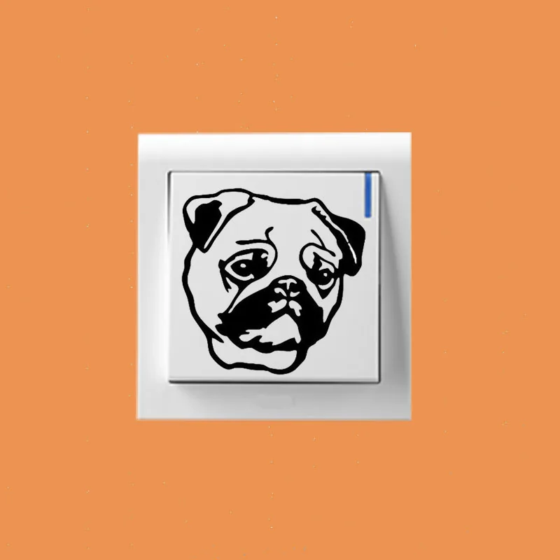 Мопсовая голова портретная собака модная виниловая наклейка на переключатель