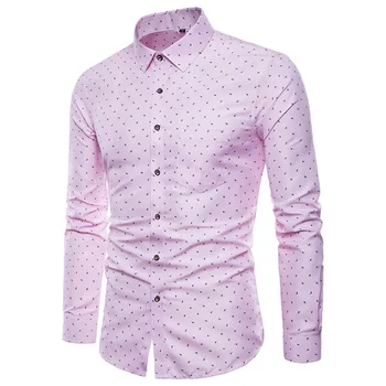 

Droppshiping Men Print Shirts Long Sleeves Slim Fit Male Casual Tops for Spring M-5XL BFJ55