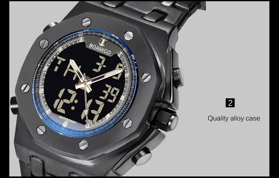 Мужские спортивные часы модные кварцевые часы для мужчин BOAMIGO Топ бренд нержавеющая сталь наручные часы водонепроницаемые часы Reloj Hombre