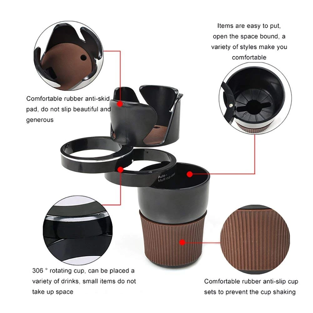 Car Multi Cup Holder Multifunctional Organiser 4 in 1 Bottle Insert for Drink Water Coffee Cell