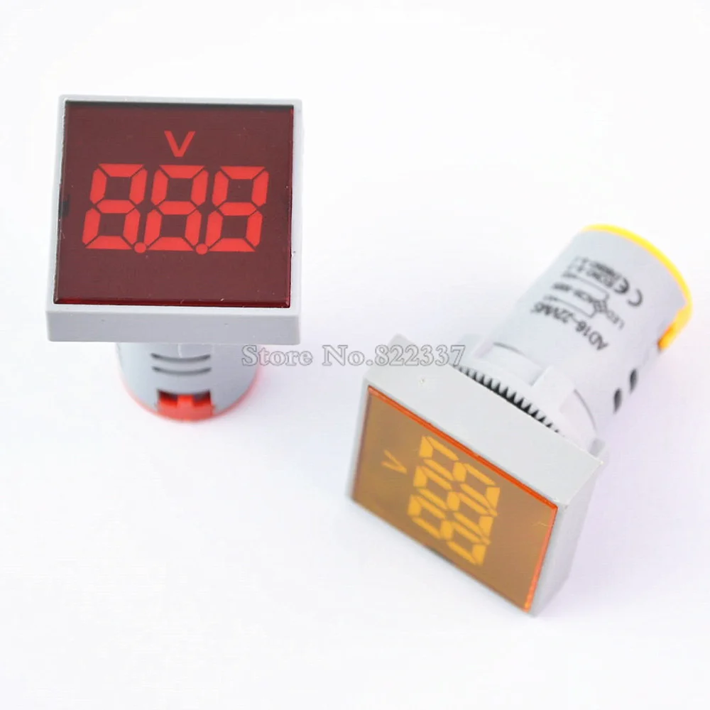 Квадратный 22 мм AC 20-500 В вольтметр Панель светодиодный цифровой измеритель напряжения индикатор светильник красный желтый