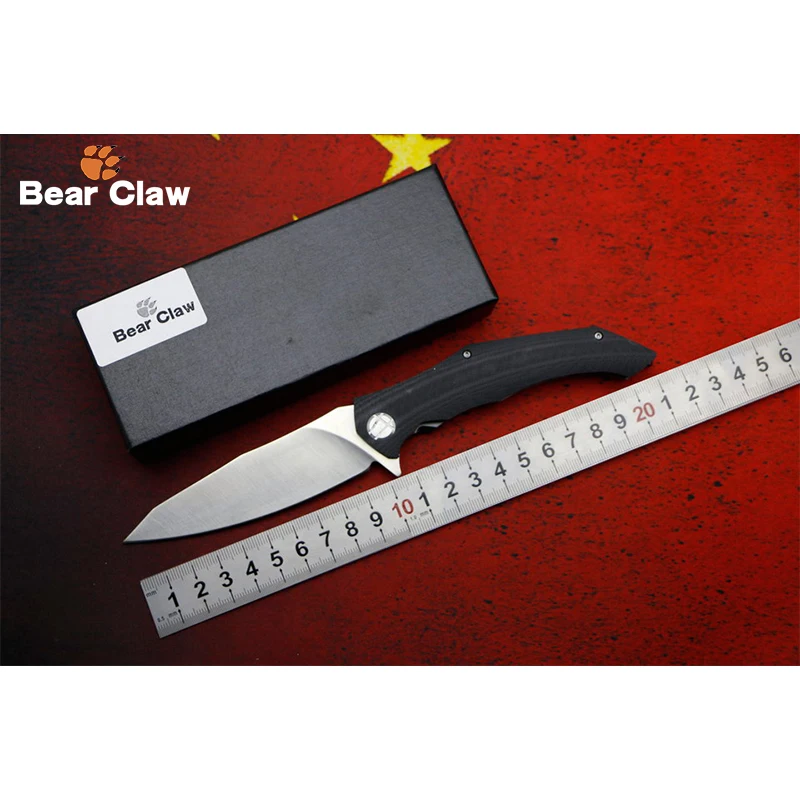 

BEAR CLAW ASYM + METRIC D2 blade G10 handle Flipper folding knife Outdoor camping hunting pocket fruit knives EDC tools Survival