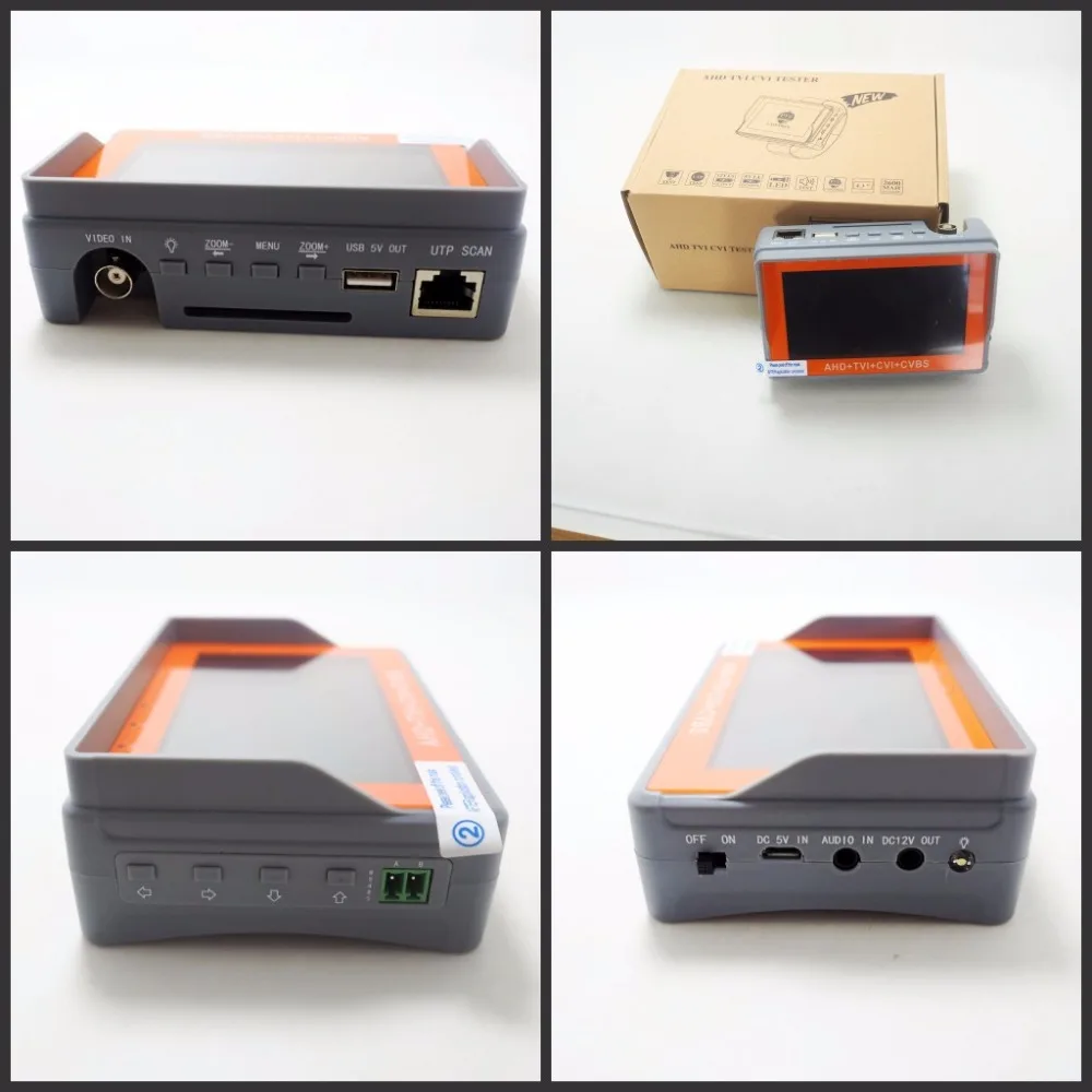  Portable 4 IN 1 AHD CVI TVI CVBS Camera Tester IV7W 4.3 Inch LCD 5MP CCTV Tester Monitor Support PT