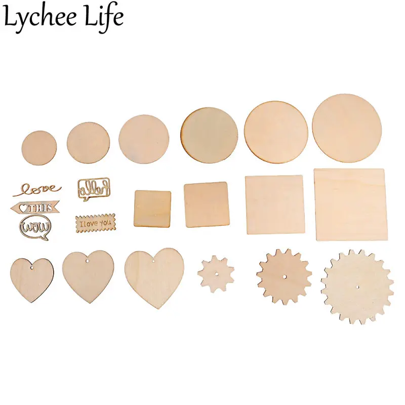 Lychee Life геометрические буквы каракули деревянные фишки DIY Украшения ручной работы