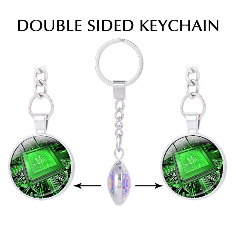 

Circuit Board Art keychains Double sided Pendant Charm Keychain for Keys Geek Electronics Technology Circuit Jewelry
