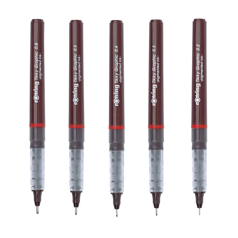 3 шт./лот Rotring Tikky Графический пигментные чернила 0,1/0,2/0,3/0,4/0,5/0,7/0,8 мм Одноразовые подгузники ручка для графического дизайна