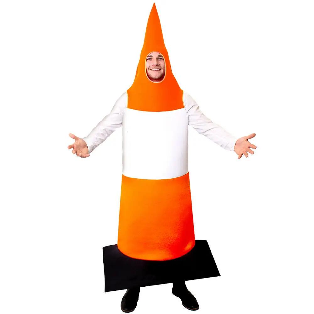 

TRAFFIC CONE COSTUME ROAD CONE FANCY DRESS STAG NIGHT ADULT FUNNY OUTFIT ORANGE CARNIVAL