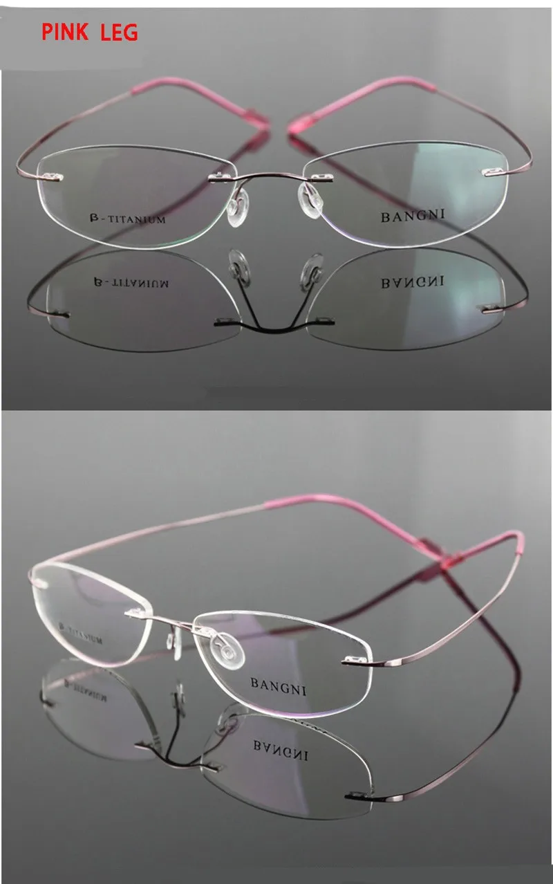 Очки без оправы Титан Óculos de sol стекло оптический для мужчин женщин 1618 легкие по назначению зрелище Металл Унисекс Близорукость отделка