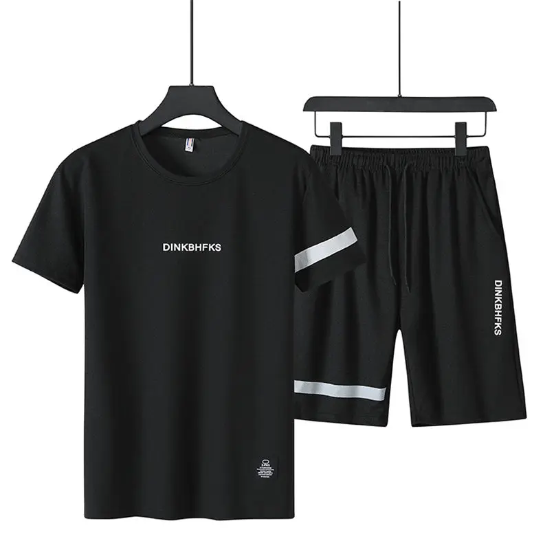 Pack of 2 Print T-Shirt&Shorts Summer Short Sets Men Casual Suits Homewear Tracksuit Male Sweatshirts Hoodies 4XL Top&Tees+Pant 04