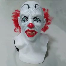 Горячая Забавный Хэллоуин реквизит латексный костюм Страшный Джокер, Клоун Маска с красными волосами