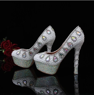 

2016 Pearl diamond shoes Bridal shoes Party Shoes Performance Pumps shoes High heel shoes Formal Shoes Bridal Dress Shoes