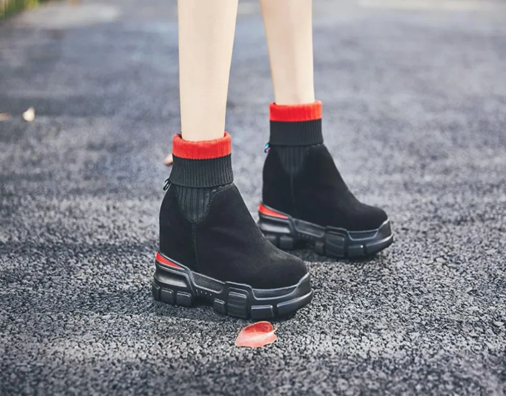 Stiefel Boden Dicken Neue Rot Erhöht Martin Hundert Kuchen Leder Britischen Mode Die Winter PqzpwxUx6